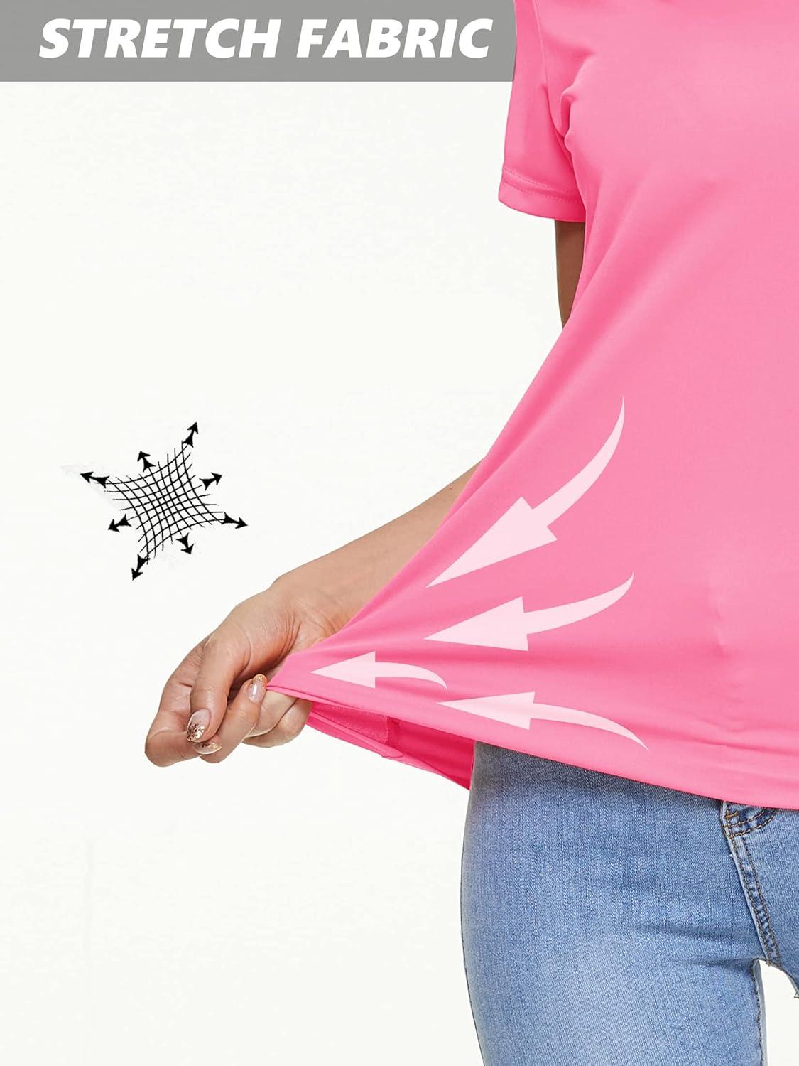 imageMAGCOMSEN Womens T Shirts VNeck Short Sleeve UPF 50 Sun Protection Performance Quick Dry Athletic Shirts Tee TopsRose