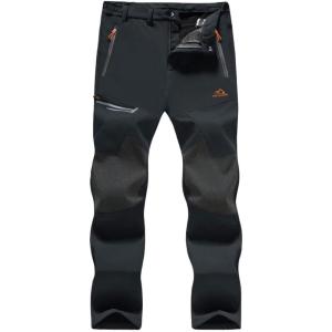 MAGCOMSEN Men’s Winter Pants Fleece Lined Ski Snow Pants Water Resistant 4 Zip Pockets Outdoor Pants(Black)