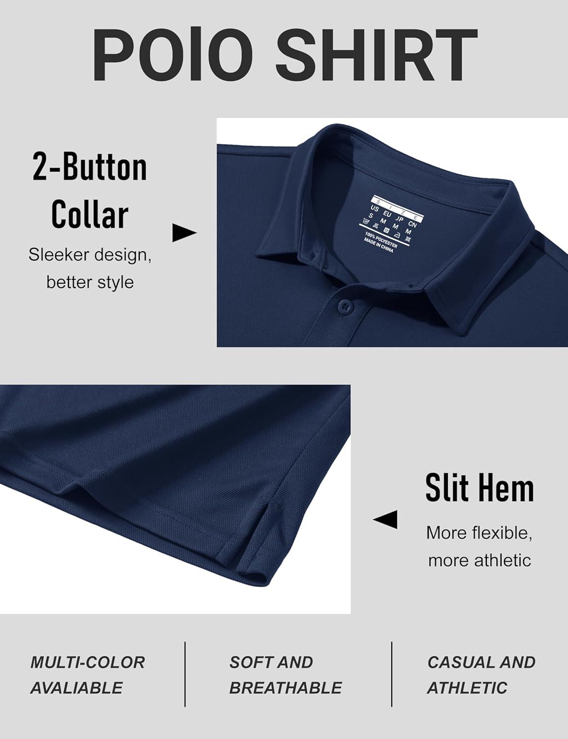 imageMAGCOMSEN Mens Polo Shirts Short Sleeve Collared Performance Dry Fit Breathable Golf Athletic CasualNavy Blue