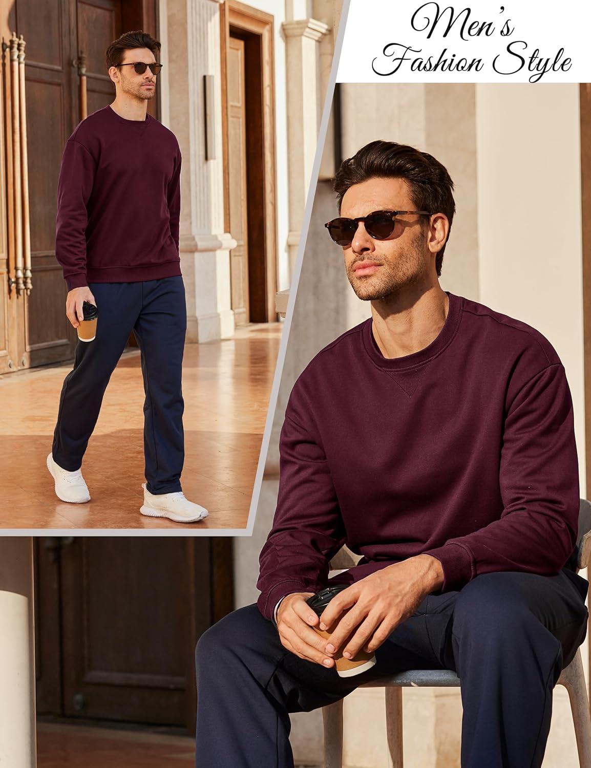 imageMAGCOMSEN Mens Sweatshirt Crewneck Thermal Sherpa Lined Sweatshirts Warm Winter Casual TopsWinered