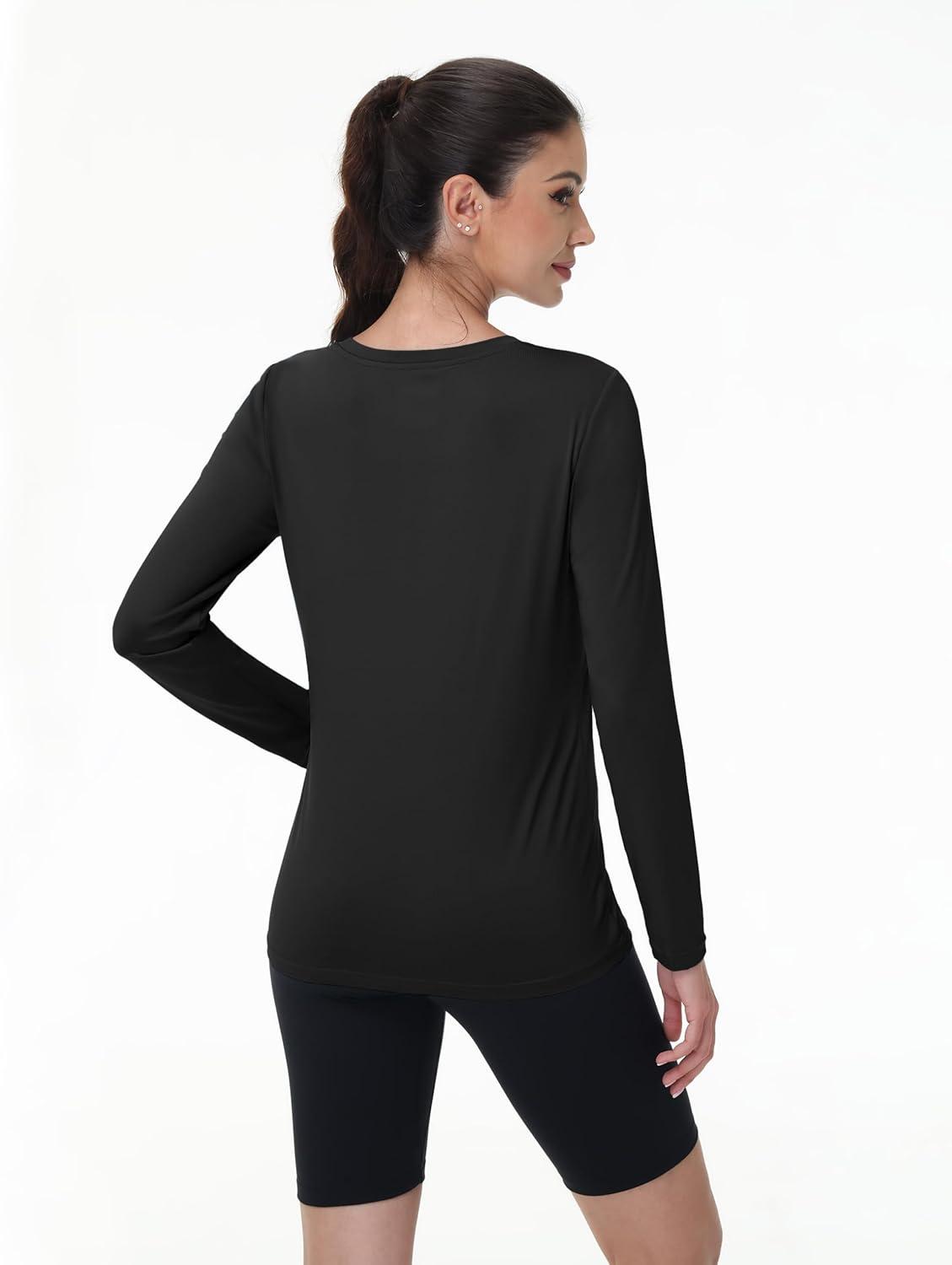 imageMAGCOMSEN SPF Shirts for Women Long Sleeve Quick Dry Lightweight TShirts Athletic Running Hiking Workout TopsBlack