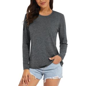 MAGCOMSEN Women’s Long Sleeve Shirts UPF 50+ Sun Protection Quick Dry Athletic Running Workout Tops Rash Guard(Dark Grey)