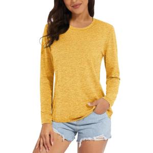 MAGCOMSEN Women’s Long Sleeve Shirts UPF 50+ Sun Protection Quick Dry Athletic Running Workout Tops Rash Guard(Ginger)