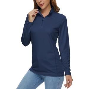 MAGCOMSEN Women’s Shirts Long Sleeve 1/4 Zip UPF50+ UV Sun Protection Quick Dry Workout Hiking Athletic Shirts Rash Guard