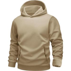 MAGCOMSEN Mens Hoodies Fashion Casual Athletic Hoody Pullover Fleece Lined Simple Soft Sweatshirts with Kangaroo Pocket(Khaki)
