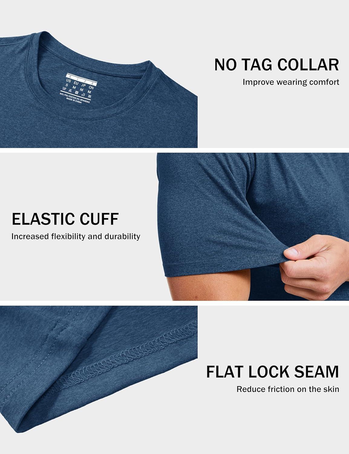 imageMAGCOMSEN Mens Workout Shirts Dry Fit Athletic Short Sleeve Tshirts Moisture Wicking Gym Running Performance ShirtDark Blue