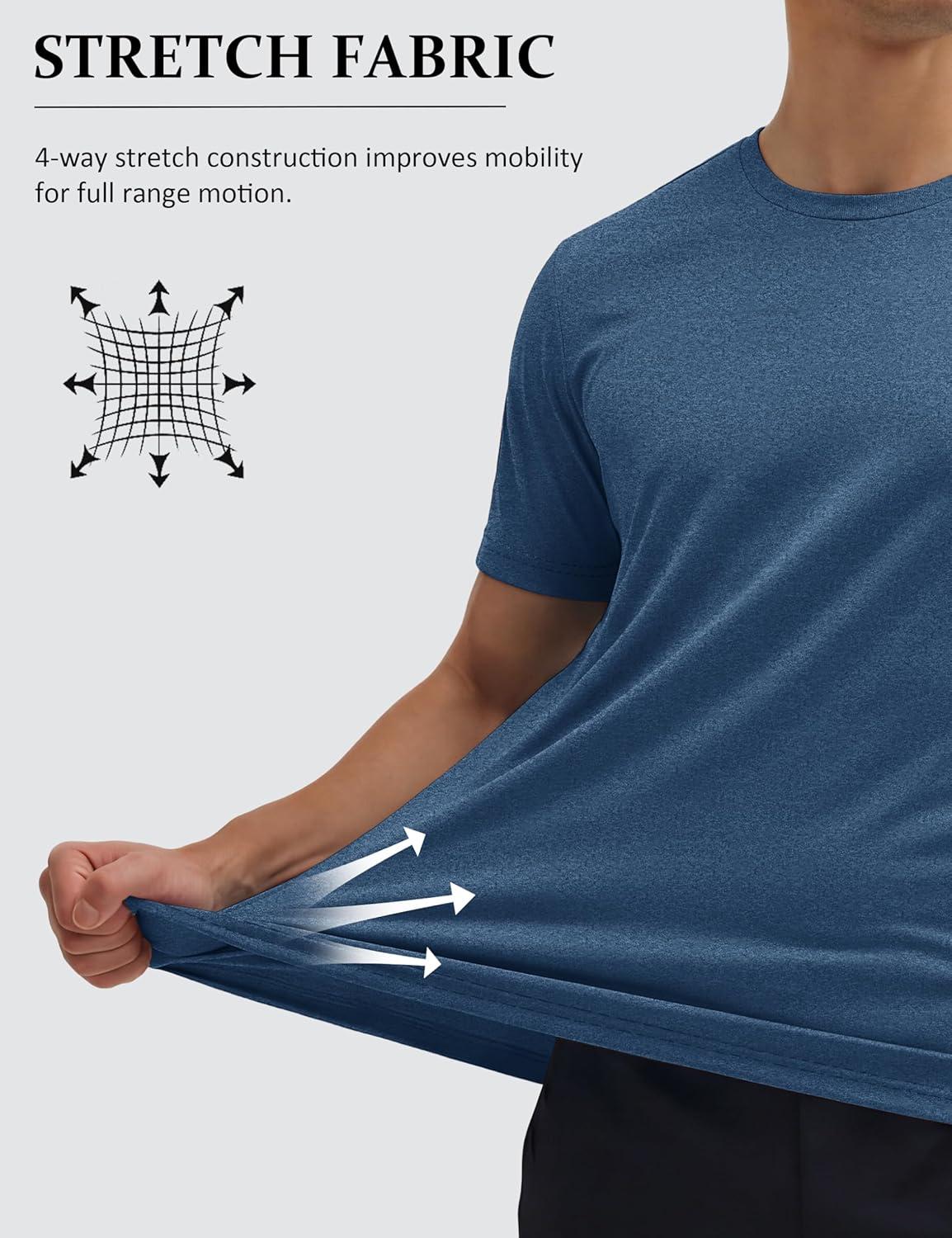 imageMAGCOMSEN Mens Workout Shirts Dry Fit Athletic Short Sleeve Tshirts Moisture Wicking Gym Running Performance ShirtDark Blue
