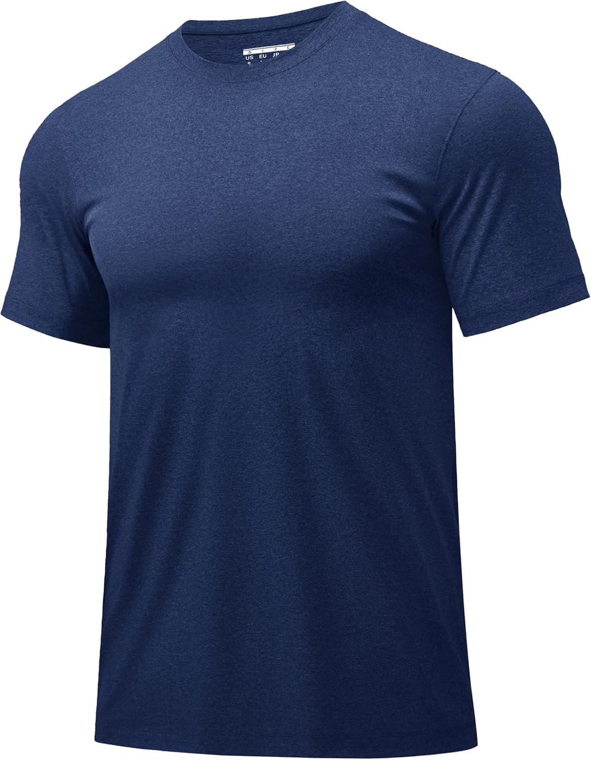 imageMAGCOMSEN Mens Workout Shirts Dry Fit Athletic Short Sleeve Tshirts Moisture Wicking Gym Running Performance ShirtDark Blue