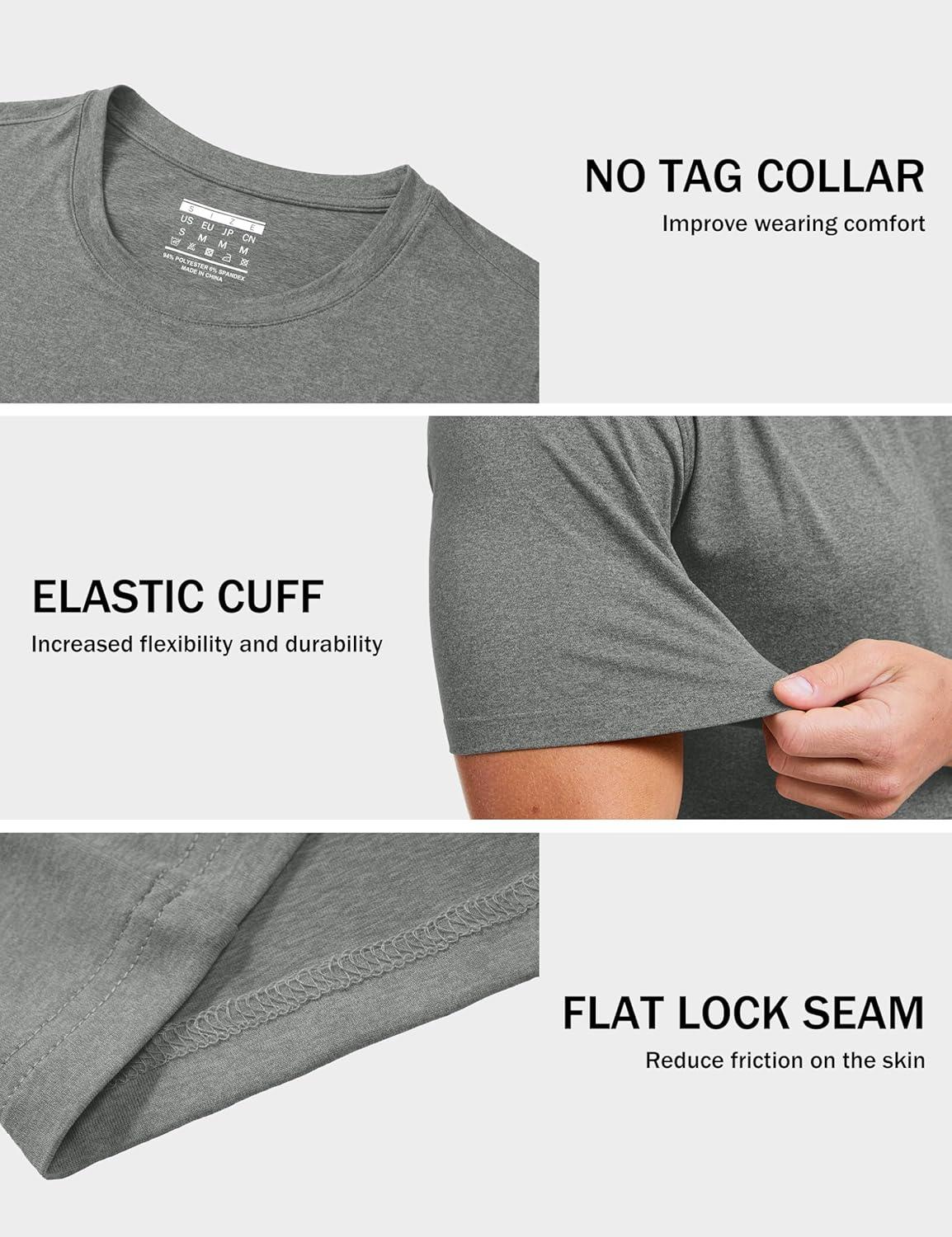 imageMAGCOMSEN Mens Workout Shirts Dry Fit Athletic Short Sleeve Tshirts Moisture Wicking Gym Running Performance ShirtGrey
