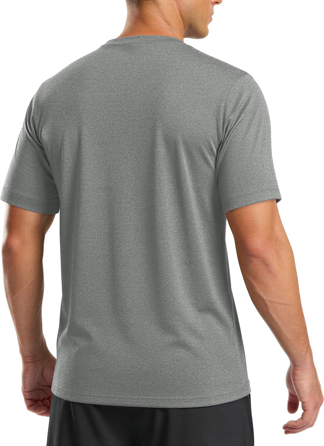 imageMAGCOMSEN Mens Workout Shirts Dry Fit Athletic Short Sleeve Tshirts Moisture Wicking Gym Running Performance ShirtGrey