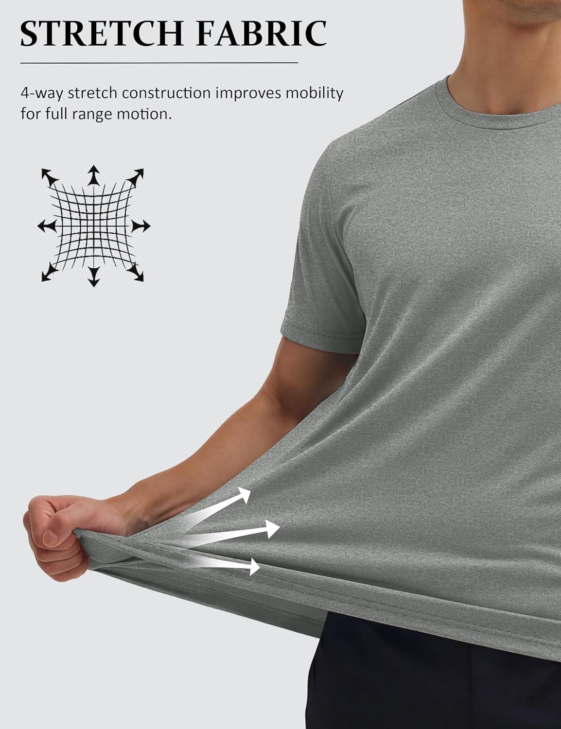 imageMAGCOMSEN Mens Workout Shirts Dry Fit Athletic Short Sleeve Tshirts Moisture Wicking Gym Running Performance ShirtGrey