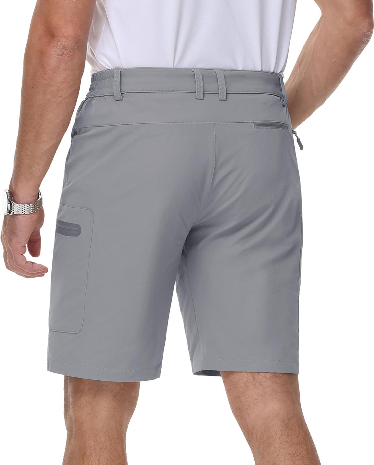 imageMAGCOMSEN Mens Hiking Cargo Shorts 10 Lightweight Outdoor Work Shorts for Men Travel Casual with 5 PocketsLightgrey
