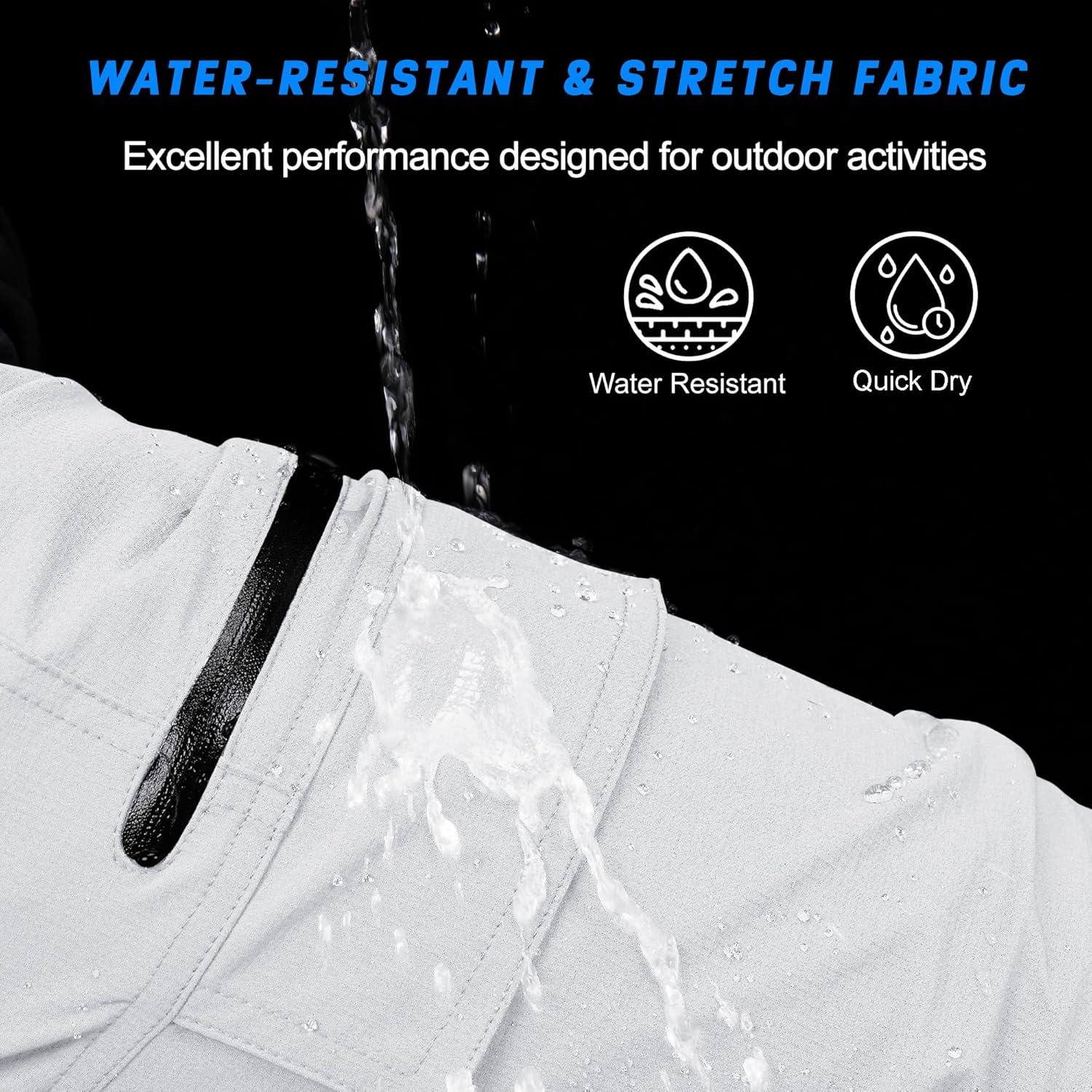 imageMAGCOMSEN Mens Hiking Cargo Shorts 9 Quick Dry Lightweight Summer Casual Shorts for Men Work Golf Outdoor 5 PocketsWhite