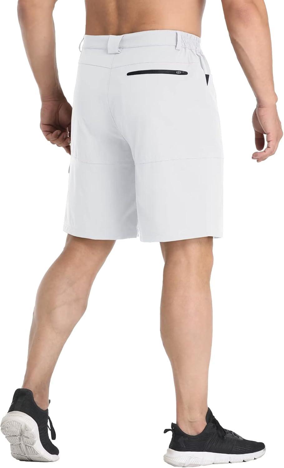imageMAGCOMSEN Mens Hiking Cargo Shorts 9 Quick Dry Lightweight Summer Casual Shorts for Men Work Golf Outdoor 5 PocketsWhite