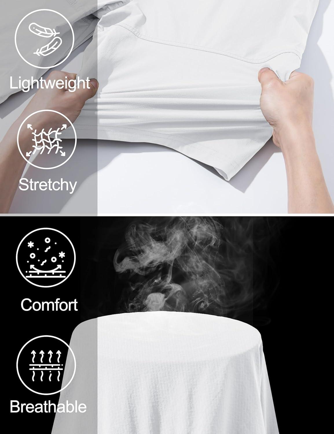 imageMAGCOMSEN Mens Hiking Cargo Shorts 9 Quick Dry Lightweight Summer Casual Shorts for Men Work Golf Outdoor 5 PocketsWhite