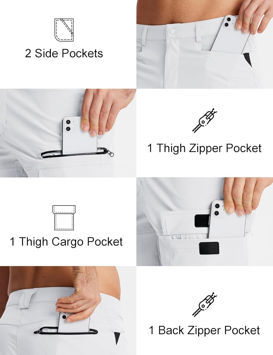 imageMAGCOMSEN Mens Hiking Cargo Shorts 9 Quick Dry Lightweight Summer Casual Shorts for Men Work Golf Outdoor 5 PocketsWhite