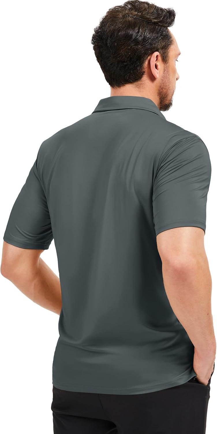imageMAGCOMSEN Mens Polo Shirts Short Sleeve UPF 50 Dry Fit Performance Golf Shirts Casual Athletic Collared ShirtDark Grey