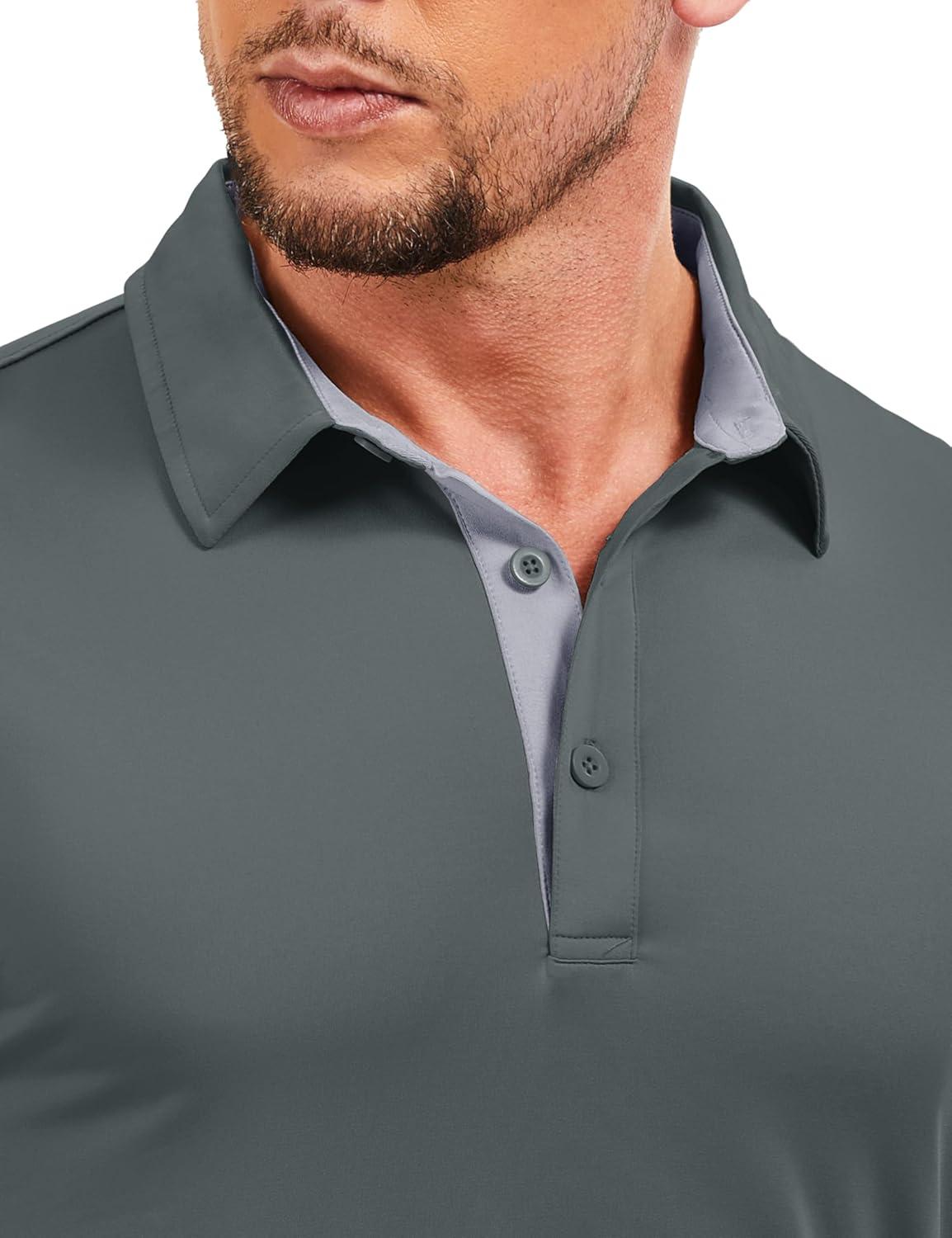 imageMAGCOMSEN Mens Polo Shirts Short Sleeve UPF 50 Dry Fit Performance Golf Shirts Casual Athletic Collared ShirtDark Grey