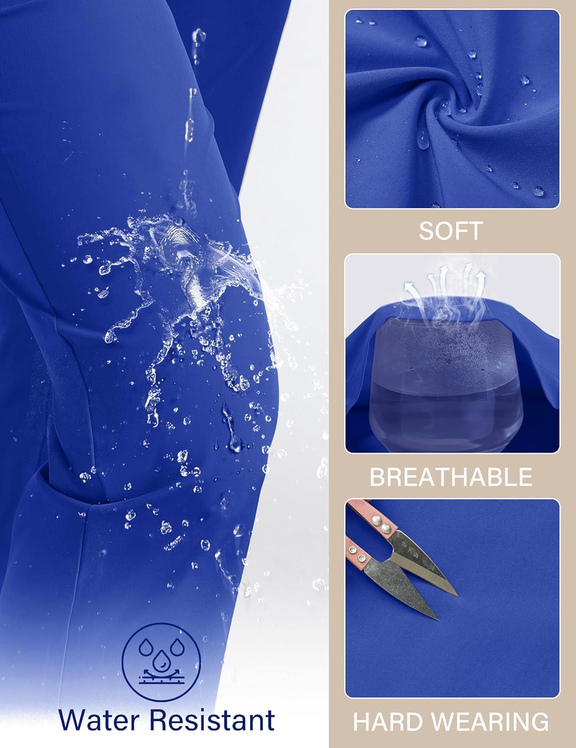 imageMAGCOMSEN Womens Hiking Pants Lightweight Quick Dry UPF 50 Water Resistant Elastic Waist Golf Travel Pants Zip PocketsBlue