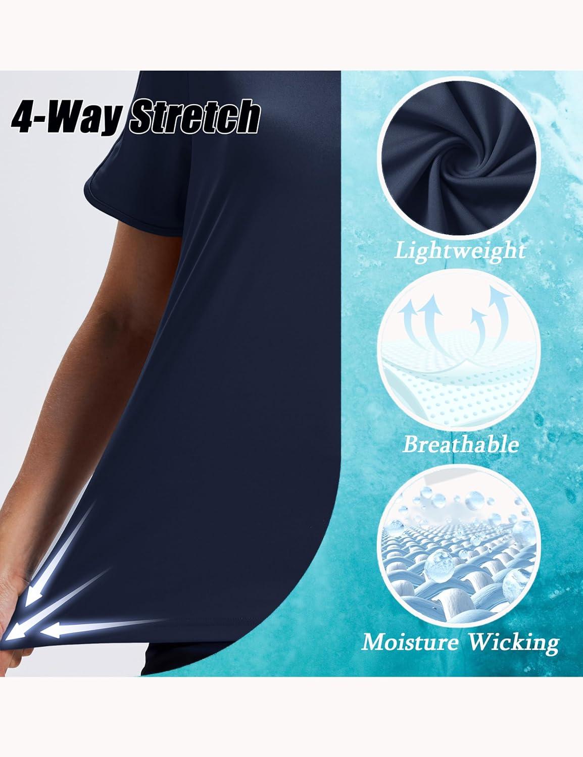 imageMAGCOMSEN Womens Polo Shirts Short Sleeve UPF 50 Sun Protection Golf Shirt V Neck Collared Tops Dry FitNavy