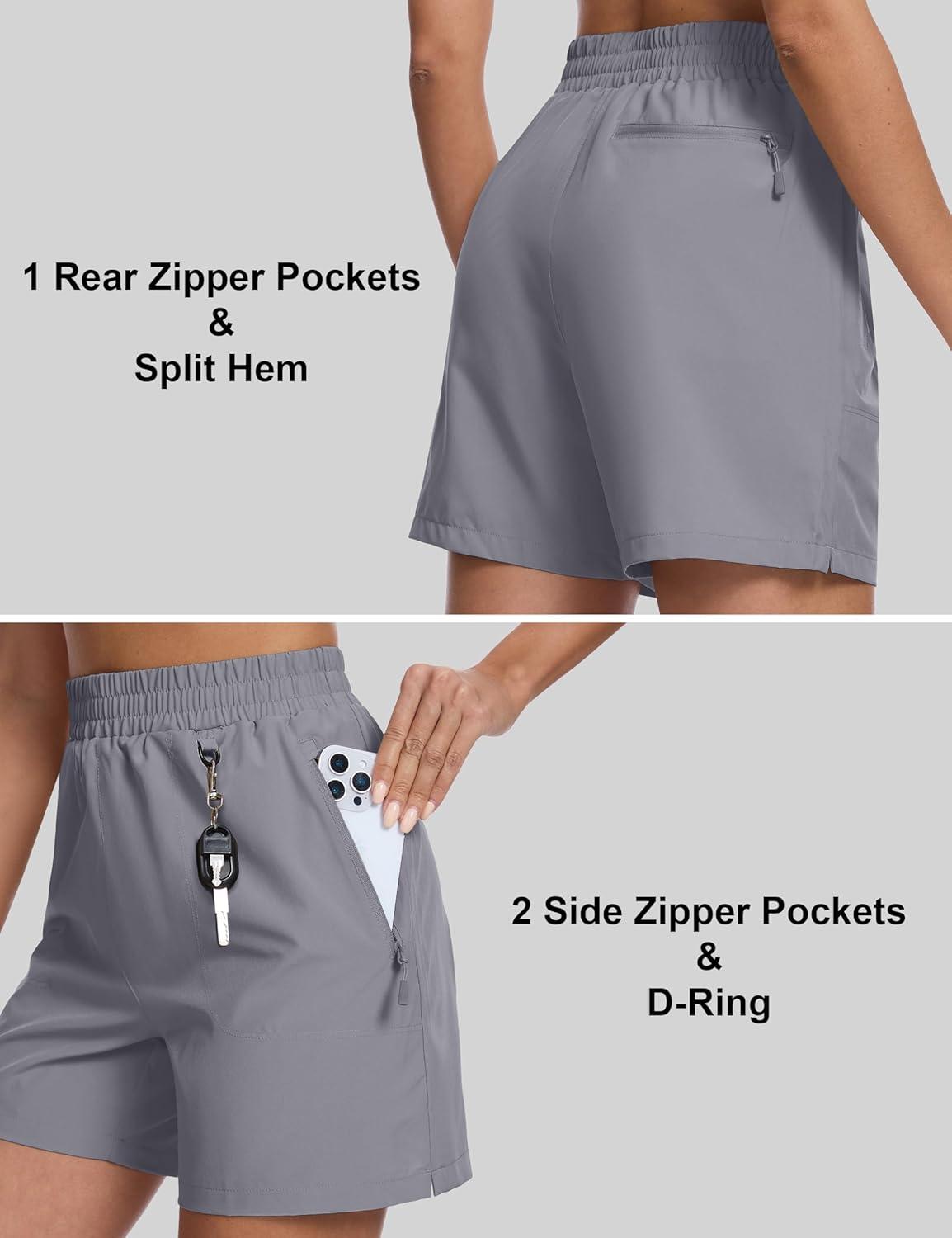 imageMAGCOMSEN Womens 5 Hiking Cargo Shorts UPF 50 Quick Dry Lightweight Golf Athletic Casual Summer Shorts with PocketsLight Grey