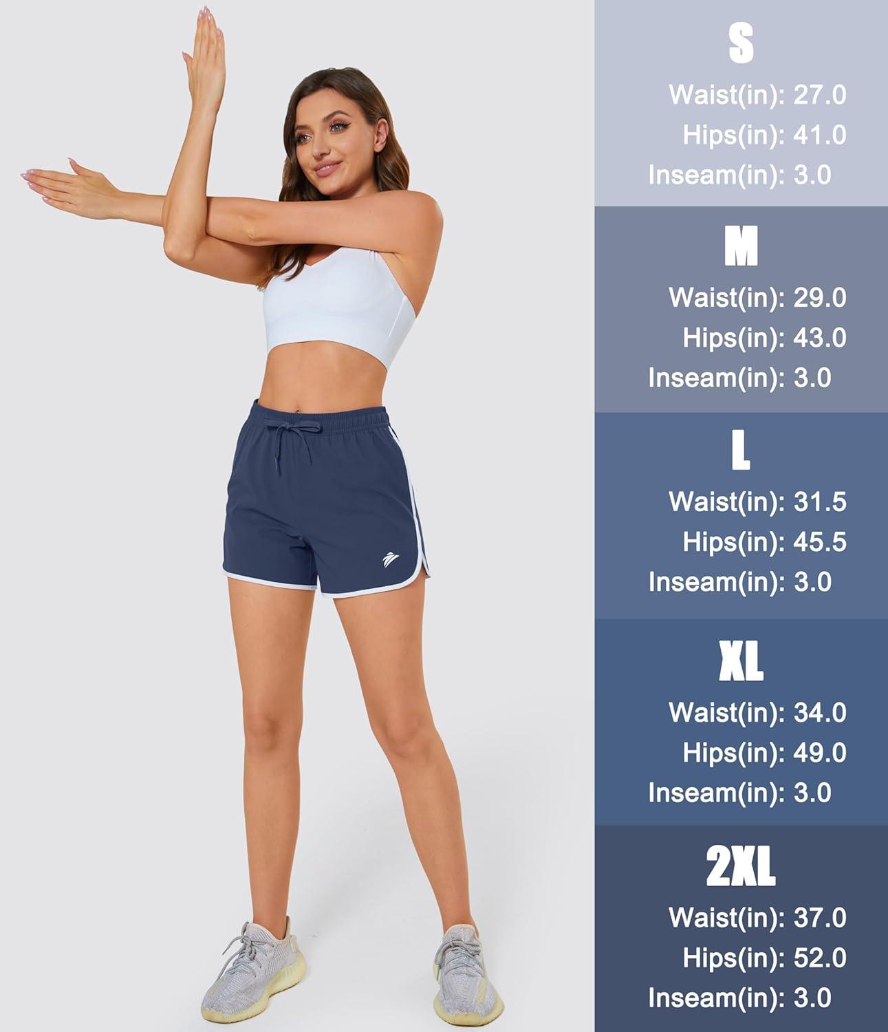 imageMAGCOMSEN Womens Athletic Shorts with Pockets Quick Dry Lightweight 35 Running Gym Workout Shorts Hiking SportNavy