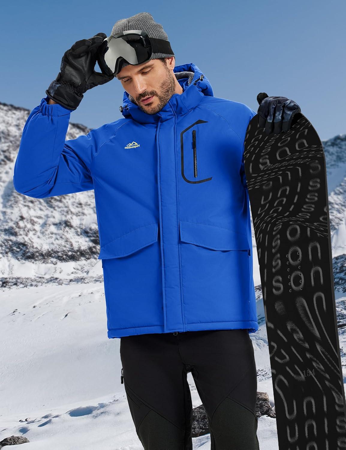 imageMAGCOMSEN Mens Winter Ski Jacket Snow Waterproof Fleece Lined Warm Jackets Snowboard Parka Raincoat with 7 PocketsColor Blue