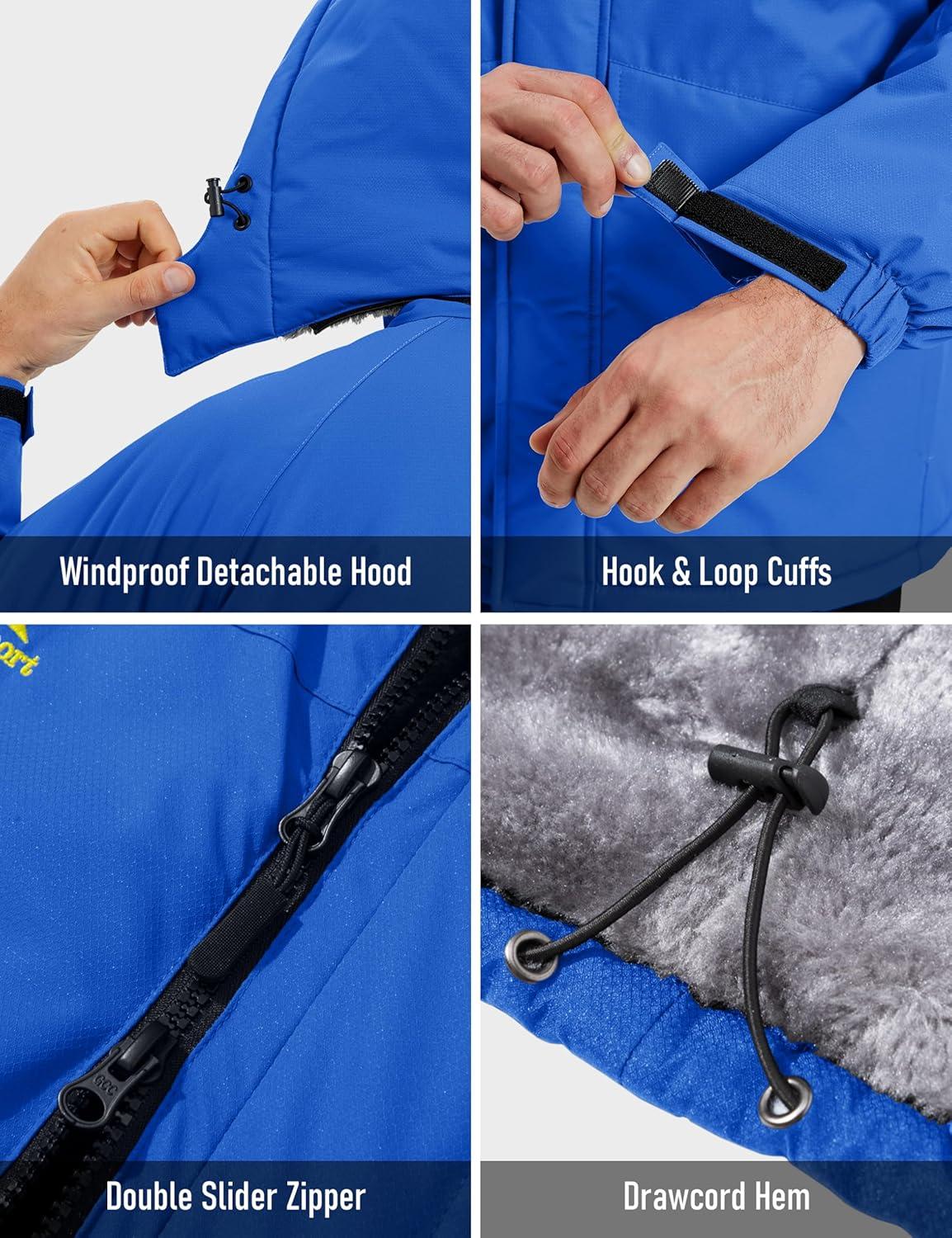 imageMAGCOMSEN Mens Winter Ski Jacket Snow Waterproof Fleece Lined Warm Jackets Snowboard Parka Raincoat with 7 PocketsColor Blue