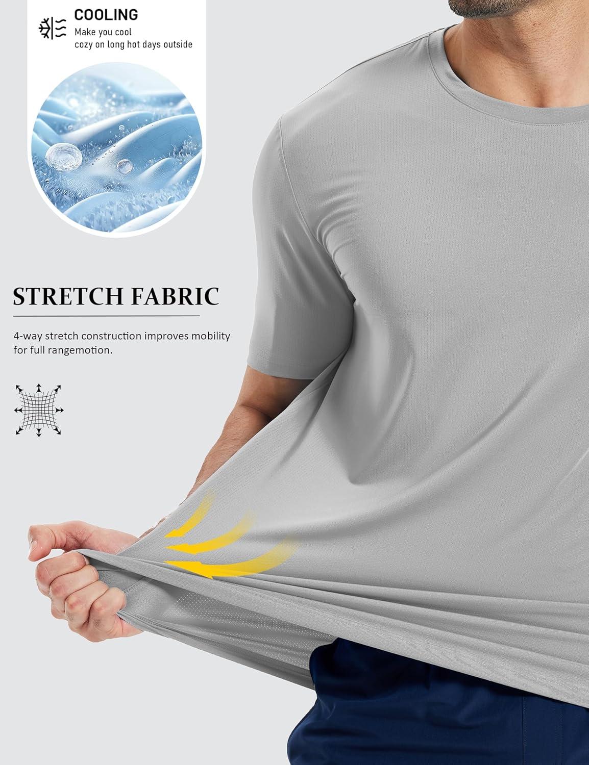 imageMAGCOMSEN Mens Short Sleeve Dry Fit Shirts Workout Gym Mesh Shirt Athletic Running Lightweight Performance TshirtLightgrey