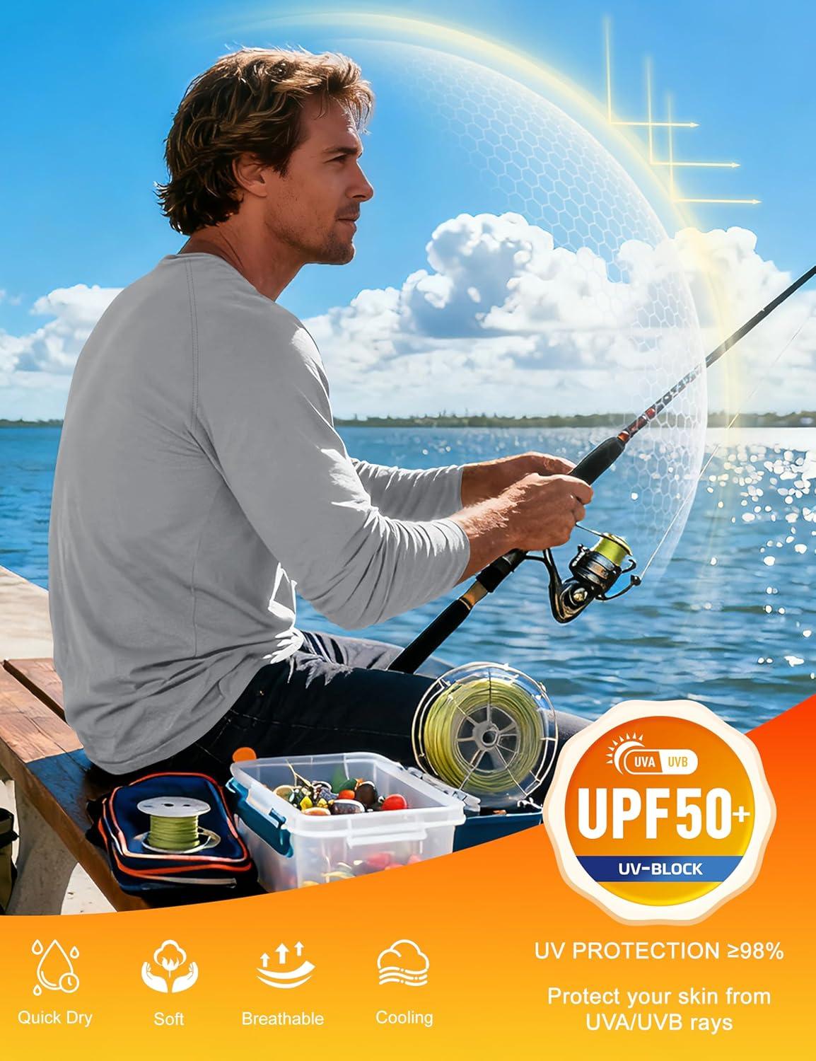 MAGCOMSEN Men’s UPF 50+ Sun Protection Shirts Long Sleeve Quick Dry UV ...