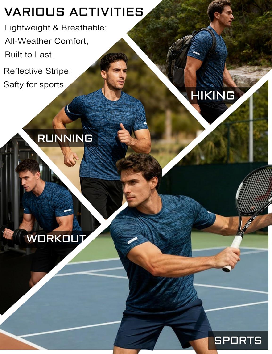 imageMAGCOMSEN Mens Workout Shirts Short Sleeve Tees Quick Dry Moisture Wicking Athletic Gym Running Crewneck TShirtBlack