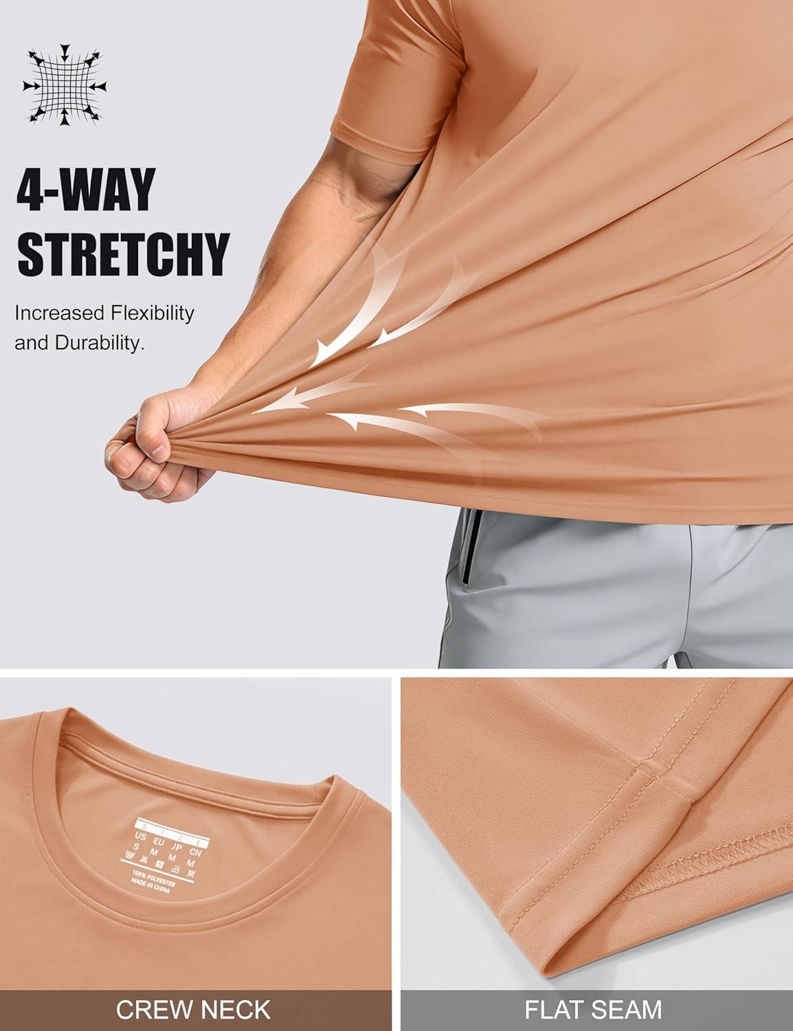 imageMAGCOMSEN Mens Short Sleeve UPF 50 TShirt Quick Dry Workout Athletic Running Swim Tops Tee Rash Guard Performance ShirtsApricot