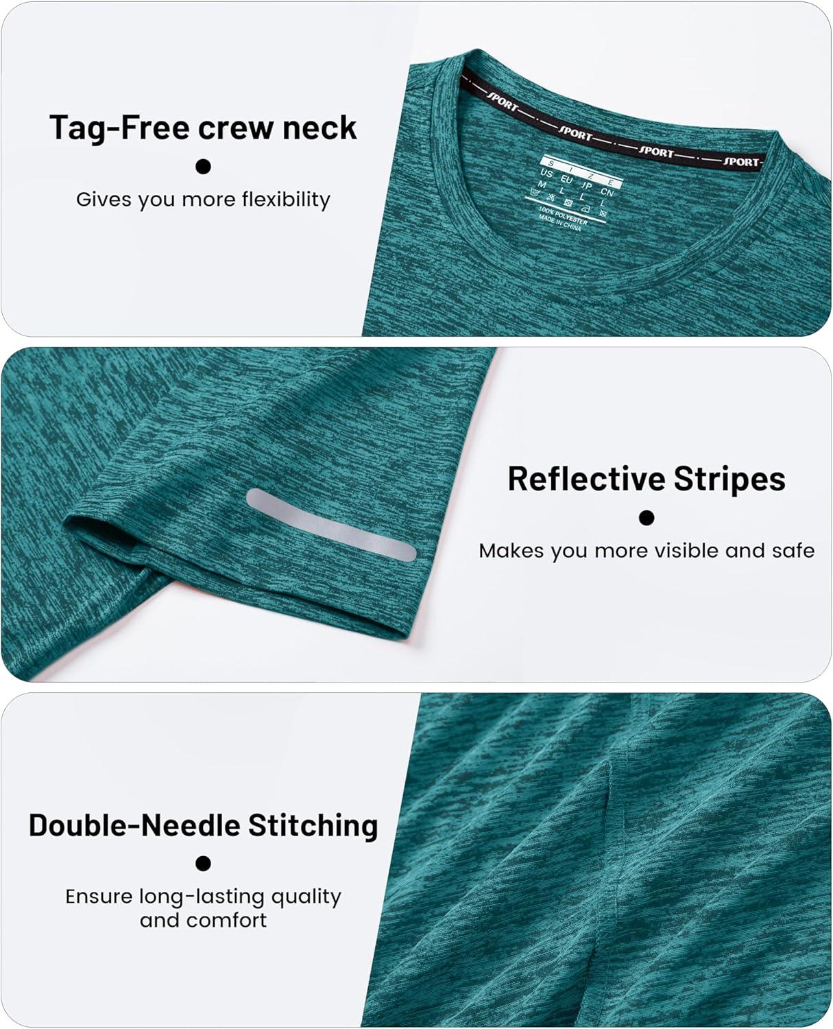 imageMAGCOMSEN Mens Workout T Shirts Athletic Short Sleeve Crew Neck Tee Lightweight Dry Fit Running Gym ShirtsJade Green